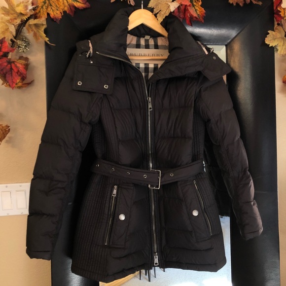 black burberry puffer coat